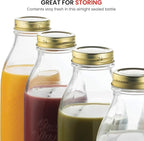 Bormioli Rocco Quattro Stagioni Glass Milk Bottle 33.75 Ounce/1 Liter with Airtight Lid, Great For Kombucha Brewing Bottle, Beer, Homemade Juicing, Smoothies, Beverages, Durable Construction. (6 Pack)