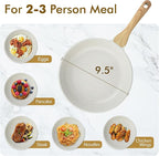 SENSARTE Nonstick Ceramic Frying Pan Skillet, 9.5 Inch Omelet Pan, Healthy Non Toxic Chef Pan, Induction Compatible Egg Pan with Heat Resistant Handle, PFAS-Free