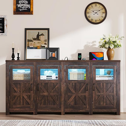 74" Large LED Farmhouse TV Stand - Image 8