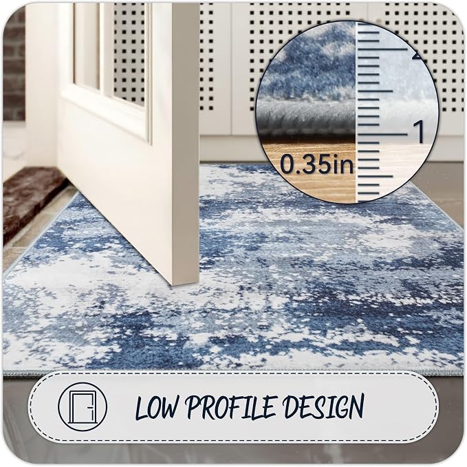 Entryway Rug 2x3 Blue Door Mat Indoor Entrance 24x36, Washable Small Throw Rugs - Image 5