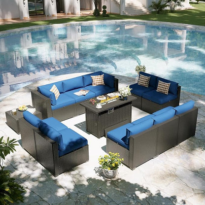Aoxun Patio Furniture Set with Fire Pit Table, 12 Piece Outdoor Sectional Sofas - Image 8