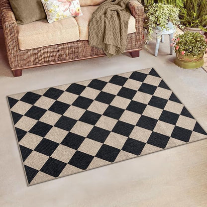 Lahome Checkered Easy Jute 3x5 Entryway Front Porch Rug, Washable Farmhouse - Image 8