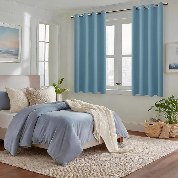Blackout Curtains for Bedroom, Stone Blue, 52 x 54 Inch, 2 Panels | Thermal - Image 6