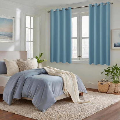 Blackout Curtains for Bedroom, Stone Blue, 52 x 45 Inch, 2 Panels | Thermal - Image 6