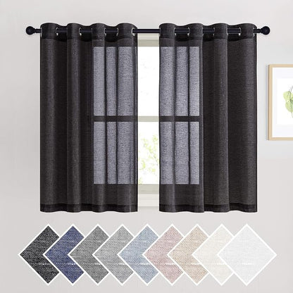 NICETOWN Natural Flax Sheer Linen Curtains Grommet Top, Semitransparent by NICETOWN