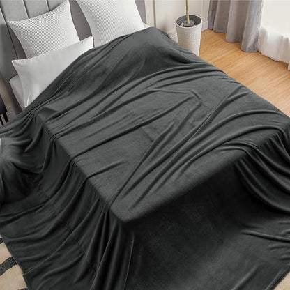 BEDELITE Fleece Blanket Soft Oversized Bed Blanket Charcoal Grey 120"x120" | - Image 2