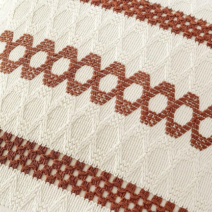 MIULEE Set of 2 Fall Rust Decorative Pillow Covers 20x20 | Farmhouse Boho Couch - Image 4