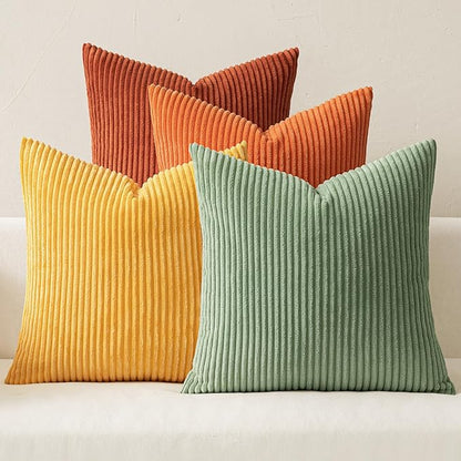 MIULEE Fall Decorative Throw Pillow Covers Yellow Rust Green 18x18 | Set of 4 by MIULEE