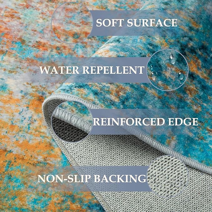 RELEANY Washable Runner 2'x10' Abstract Area Rug - Image 4