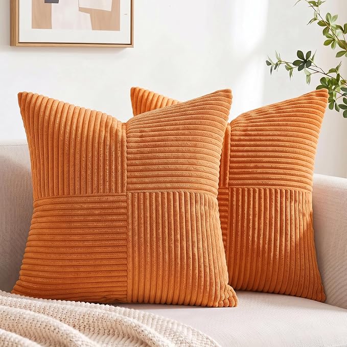 Fancy Homi 2 Packs Burnt Orange Big Decorative Throw Pillow Covers 24x24 Inch by Fancy+Homi