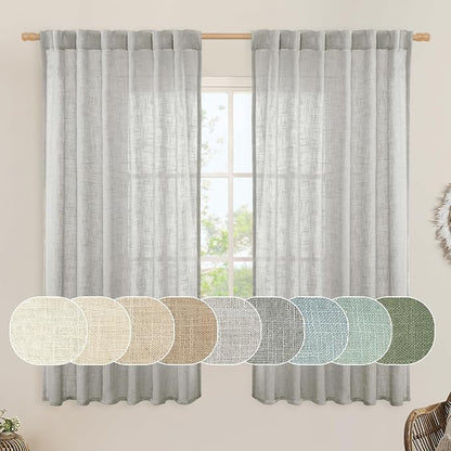 Faux Linen Curtains 63 inches Long by LAMIT