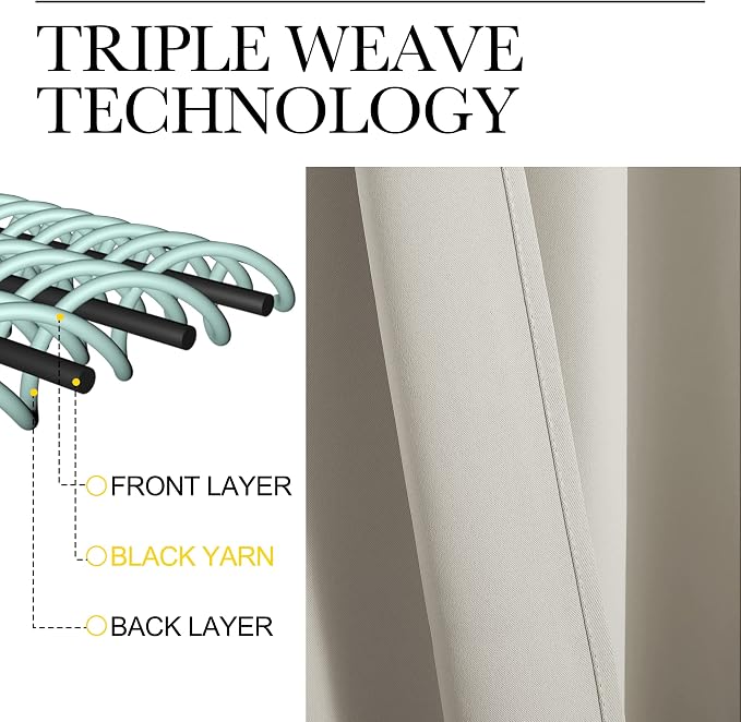 NICETOWN Natural Room Darkening Curtains 86" Long - Image 4