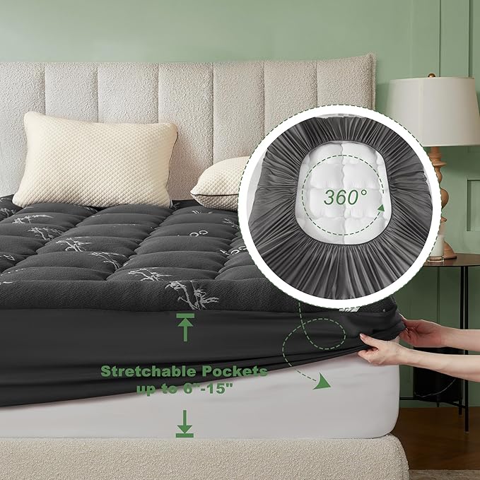 BEDLORE Twin XL Mattress Topper Viscose Derived from Bamboo, Thick Pillow Top - Image 6