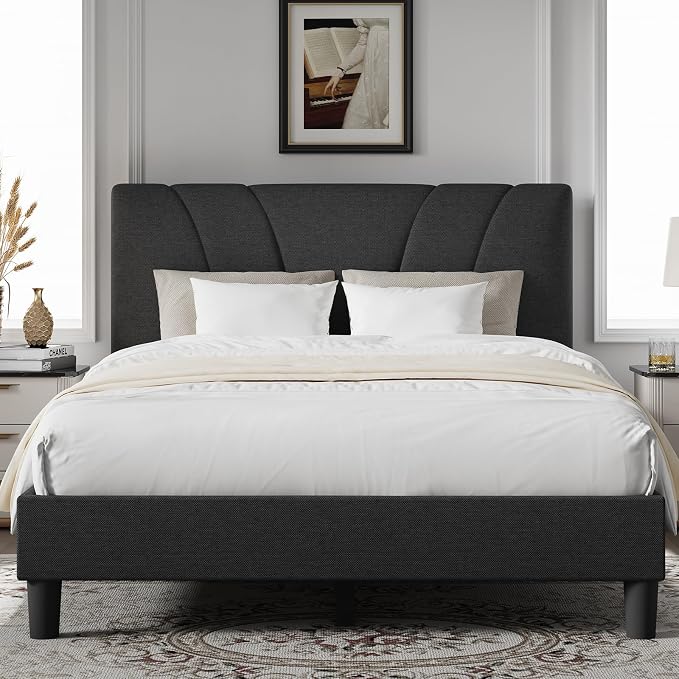 Novilla Queen Bed Frame with Headboard, Bed Frame Queen Size with Wood Slats by Novilla