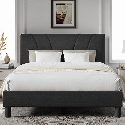 Novilla Queen Bed Frame with Headboard, Bed Frame Queen Size with Wood Slats by Novilla
