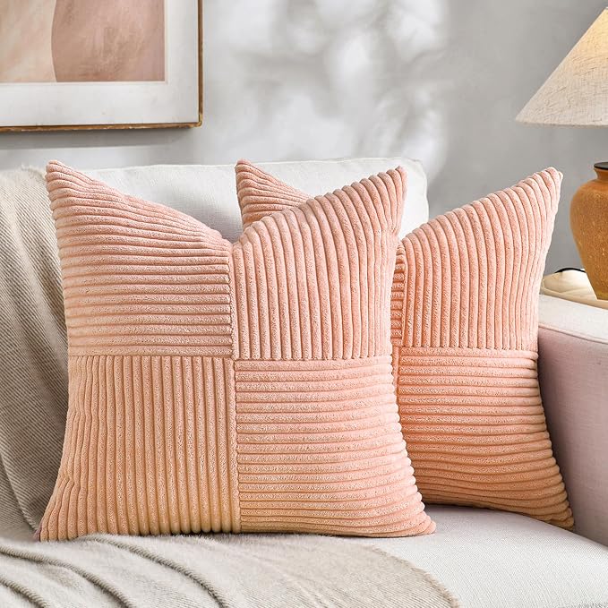 Fancy Homi 2 Packs Peach Decorative Throw Pillow Covers 16x16 Inch by Fancy+Homi