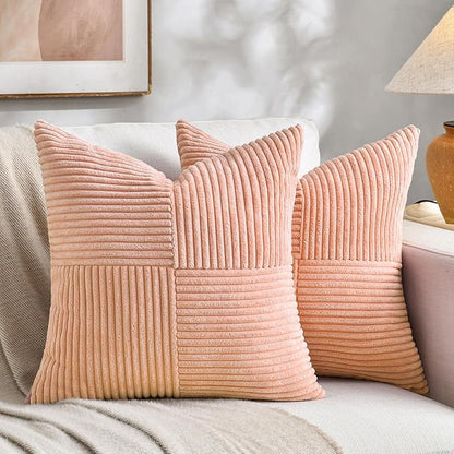 Fancy Homi 2 Packs Peach Decorative Throw Pillow Covers 18x18 Inch by Fancy+Homi