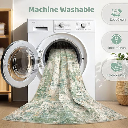 LOONGRUG Runner Rug 2x6 Washable Non-Slip Kitchen Neutral Modern Rug | Abstract - Image 2