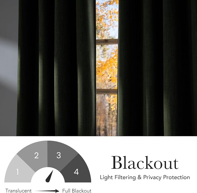 NICETOWN Short Faux Linen Froest Green Blackout Curtains 63 inches Long - Image 6