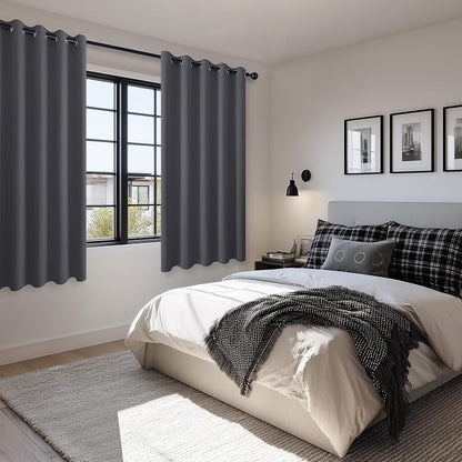 Blackout Curtains for Bedroom, 60 x 63 Inches Length, Dark Grey | Thermal - Image 6