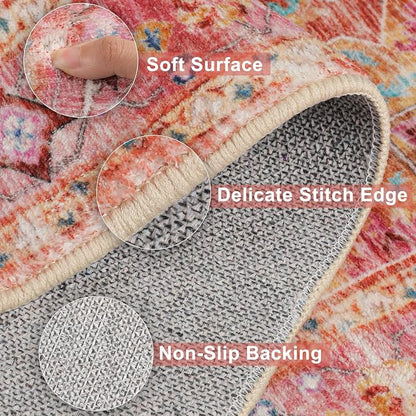 Yamaziot Washable Runner Rug, 2x8 Non-Slip Boho Vintage Hallway Kitchen Rug | - Image 2