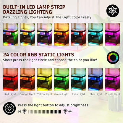 WOOVIVS Nightstand with 24 Colorful Lighst, LED Night Stand with - Image 5