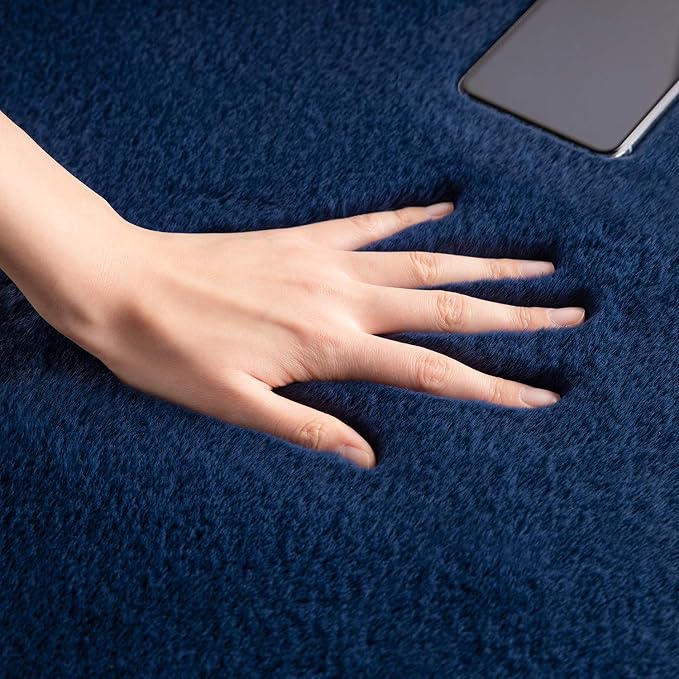 Ashler Faux Fur Rug, Ultra Soft Faux Rabbit Fur, Dark Blue Area Rugs, 6 x 9 - Image 6