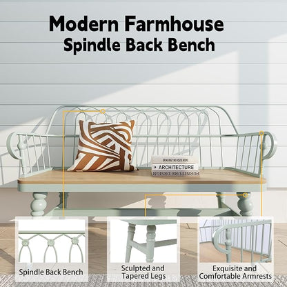 DIBRATY Entryway Bench, Spindle Back Wooden Dinning Bench, Farmhouse Foyer Bench - Image 6