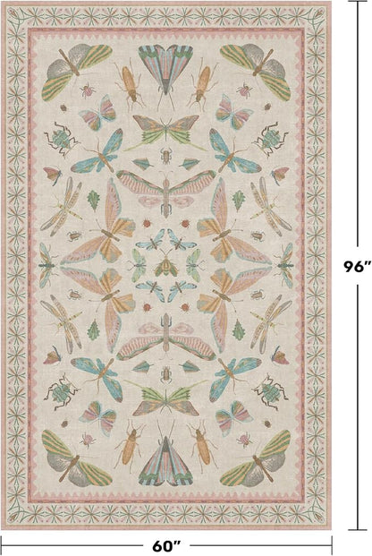 Washable 5x8 Light Pink Rug for Bedroom - Image 2
