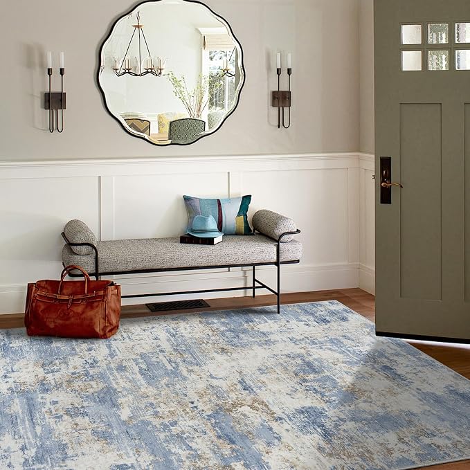 Aelenmu 6x9 Area Rugs for Living Room Bedroom Dining Room Washable Blue | Soft - Image 3