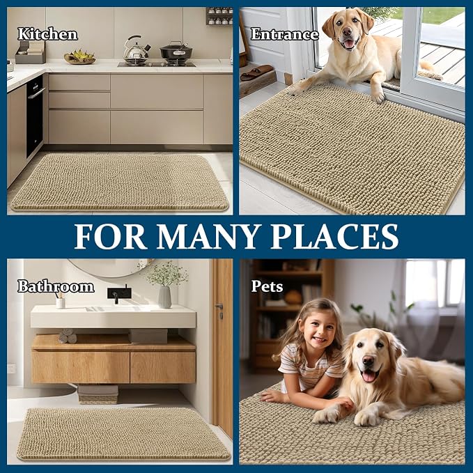 OLANLY Dog Door Mat for Muddy Paws 36x24, Super Absorbent Chenille Mud Mat | - Image 8