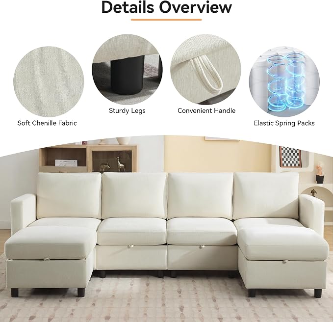 WUTUTUEE 83”L-Shaped Modular Sectional Sofa - Image 4