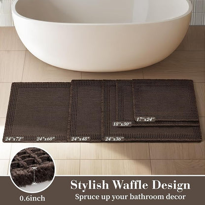 RESARE Waffle Bath Mat for Bathroom Non Slip Bathroom Rugs 20x32 Dark Brown | - Image 5