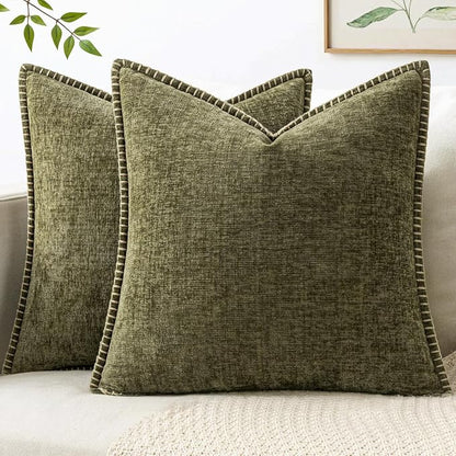 MIULEE Decorative Couch Throw Pillow Covers 20x20 Inch Olive Green 2 Pack | by MIULEE