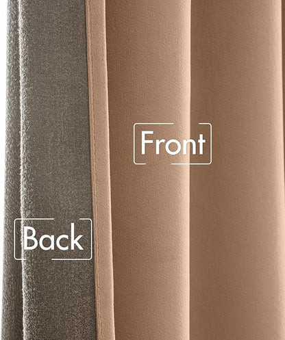 MIULEE Blush Beige Velvet Curtains 52x108 inches Luxury Blackout Curtains | - Image 6