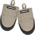 Cuisinart Mini Oven Mitts – 5.5” x 7” Heat-Resistant Kitchen Mitts for Oven with Non-Slip Neoprene Palm, Cotton Filling, and Fabric Loop – Durable Oven Mitt Set for Cooking & Baking (Taupe)