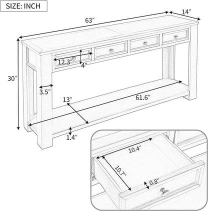 LKTART Solid Wood Console Table, Long Sofa Table Entryway Table - Image 3