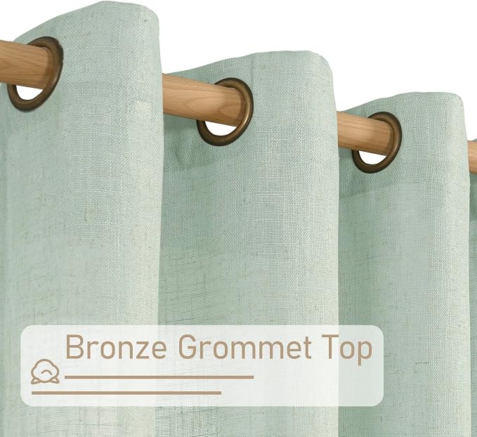 Light Sage Linen Curtains 45 Inches Long - Image 2
