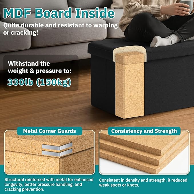30.5-INCH Storage Ottoman Bench, Footrest - Image 5