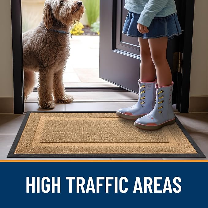 OLANLY Front Door Mat Outside 47x23, All-Season Heavy-Duty Rubber Doormat | - Image 6