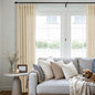 Pinch Pleated Linen Sheer Curtains 108 Inches Long Extra Long Beige | Tan by DUKIYO