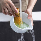 Marce Matcha Whisk Set- Matcha Set includes Matcha Whisk and Bowl with Spout, Sifter, Holder and Scoop- The Perfect Bamboo Whisk for Matcha Tea (White)