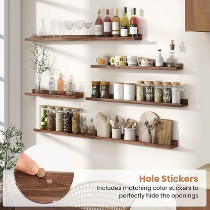 Fun Memories Picture Ledge Shelves Set of 2, 48 Inch Rustic Wall Mounted - Image 5