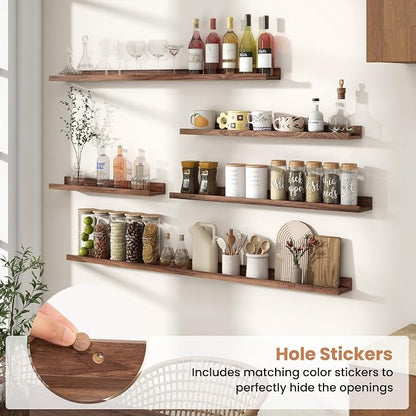 Fun Memories Picture Ledge Shelves Set of 2, 36 Inch Rustic Wall Mounted - Image 5
