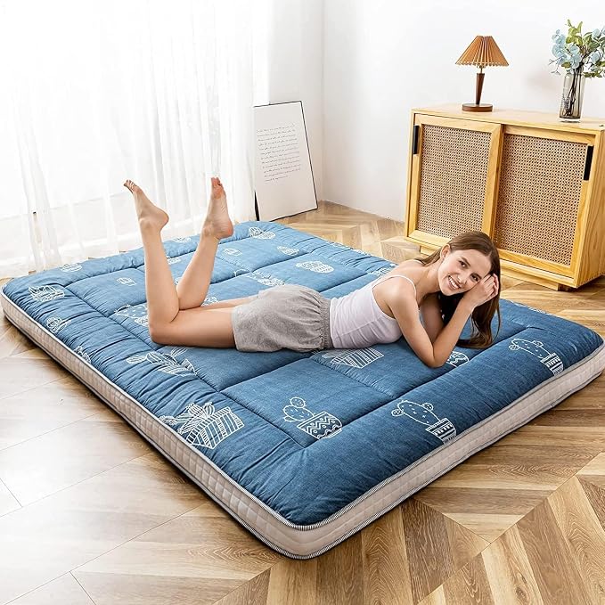 MAXYOYO Grey Cactus Pattern Queen Size Futon Mattress, Japanese Floor Mattress - Image 2