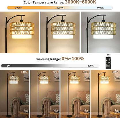 ZECOXOL Arc Floor Lamp for Living Room Boho Floor Lamps - Image 2
