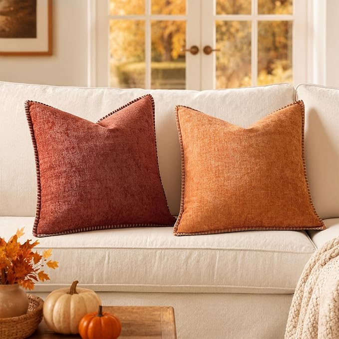 MIULEE Fall Decorative Couch Throw Pillow Covers 16x16 Inch Burnt Orange | 2 - Image 4