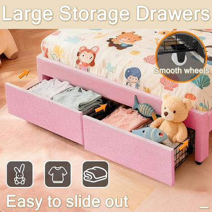 Full Upholstered Bed with 2 Drawers, Charging Station and LED Lighting - Image 7