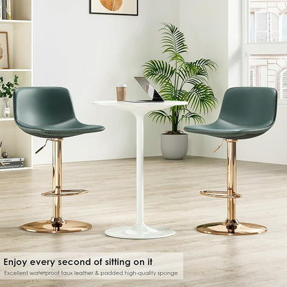 Adjustable Bar Stools Set of 2, Mid Century Modern Swivel Bar Stools, - Image 3