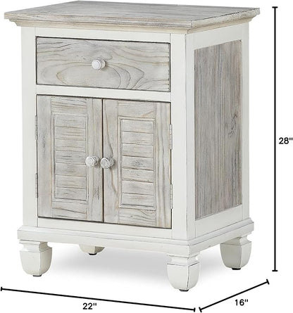 Sea Winds Trading Islamorada Nightstand 1 Drawer 2 Door Two-Tone Distressed - Image 3